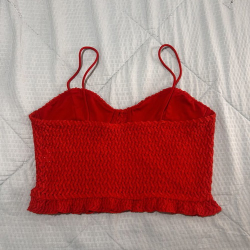 Bershka Red Crop Top Large lace pattern like new