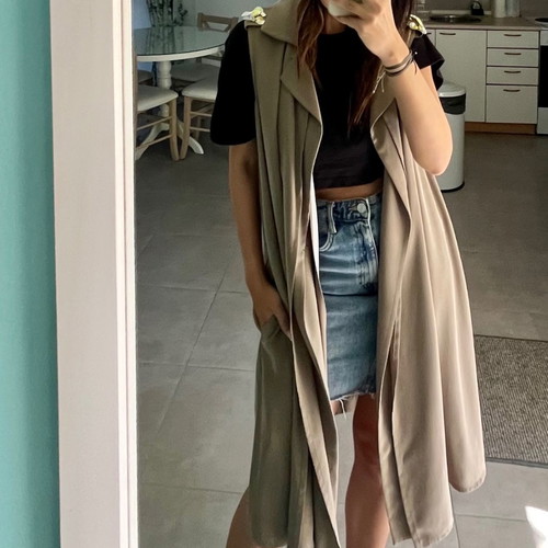 Gizia sleeveless trench coat new, khaki, size M