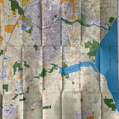 Rochester NY Road Map used, 1980s Americana with Kodak