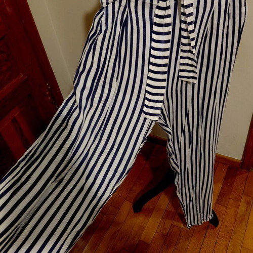 Mayoral striped paperbag pants with fabric belt