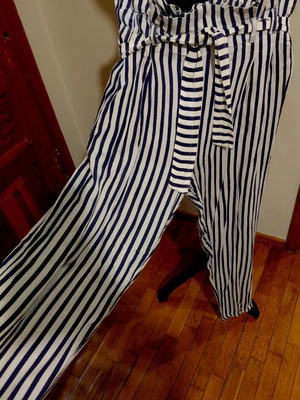 Mayoral striped paperbag pants with fabric belt