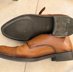 Zara Man leather double monk strap shoes, brown, size 43