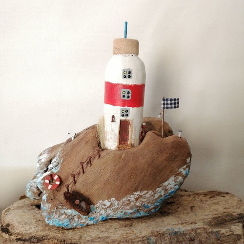 Shabby chic lighthouse made of driftwood new