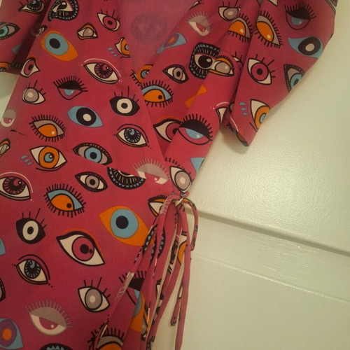 Minueto fuchsia wrap midi dress with eyes like new