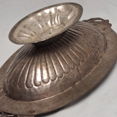 Vintage Silver Plate Fruit Bowl with Grape Decoration, 1950s, Like New