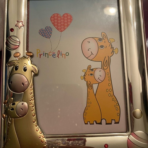 Princelino children's silver photo frame with giraffe, new, 9x13
