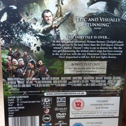 Snow White & The Huntsman DVD like new, English subtitles