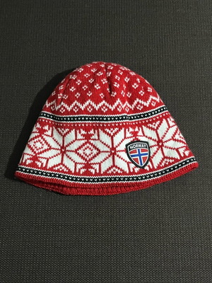 Rokk Norwegian flag patch knit beanie like new unisex