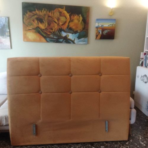 Istikbal double bed headboard like new, velvet caramel color 168×126×7 cm