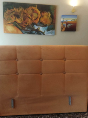 Istikbal double bed headboard like new, velvet caramel color 168×126×7 cm