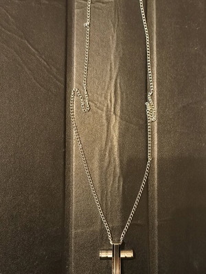 Pendant cross black steel stainless new silver