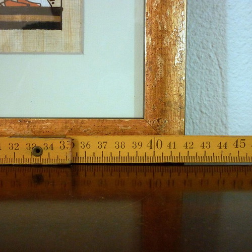 Egyptian papyrus with painting in handmade wooden frame like new