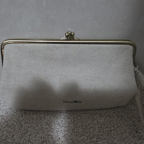 Canvas wrist bag with clip and 2 pockets like new, multicolor