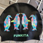 Three branded swimming caps