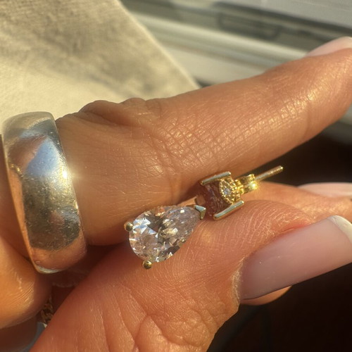 Zina drop-shaped earrings like new, silver gold-plated with zircon stones