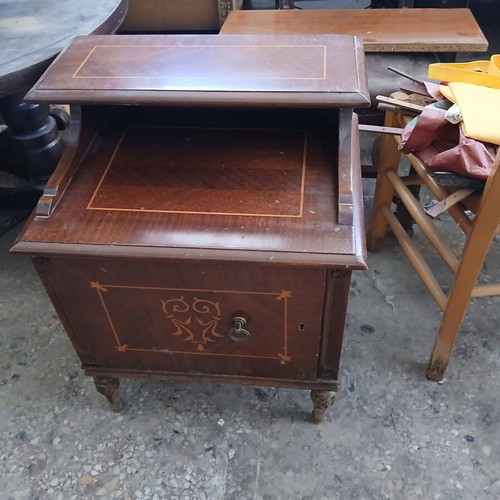 Vintage nightstands used, set of 2, solid wood with marquetry