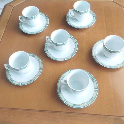Crown Regent vintage coffee cup set of 6 green and gold like new