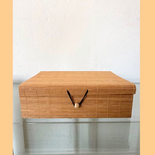Handmade decorative jewelry box from bamboo and natural wood new