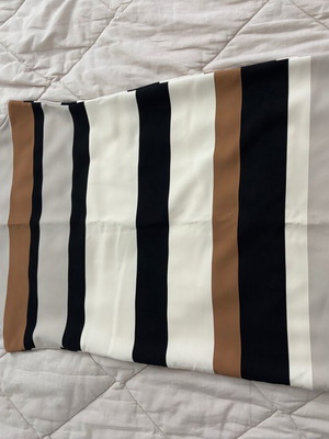 Sleeveless striped dress Large like new, beige brown white black