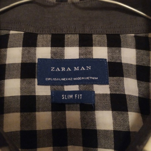 Zara Man Slim Fit checked shirt, size L, black and white