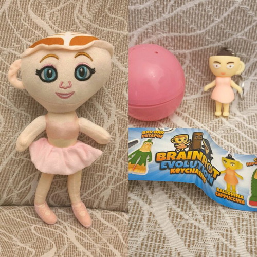 Italian Brainrot Evolution Ballerina Cappuccina plush set new