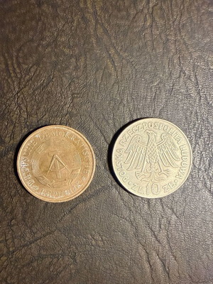 Collection of 2 old metal coins from East Germany and Poland