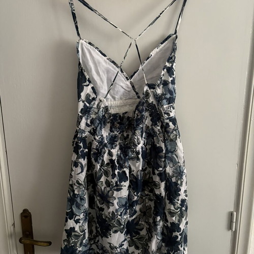 Benetton beach dress like new, size M, white and blue