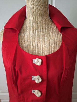Lucifair red sleeveless cotton dress like new with beige details