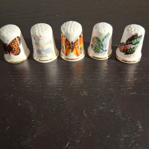 Vintage porcelain thimbles with butterfly, like new