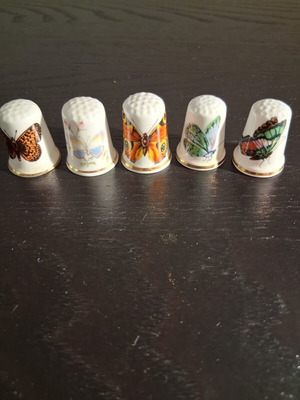 Vintage porcelain thimbles with butterfly, like new