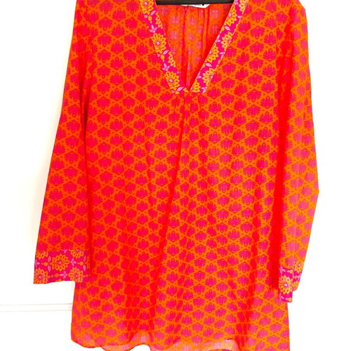 Zara caftan like new, orange and pink, 100% cotton, size L