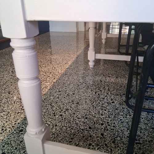 Wooden white dining table with drawers used
