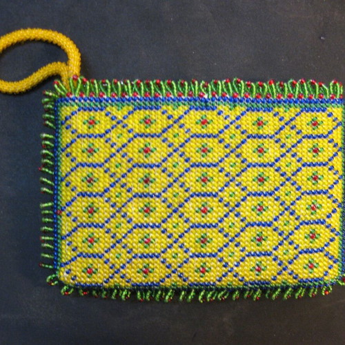 Beaded wallet used, handmade, 13x9 cm