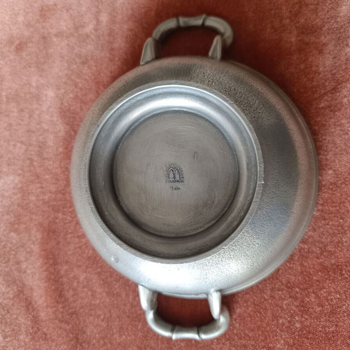 Vintage pewter soup tureen and tray from France like new