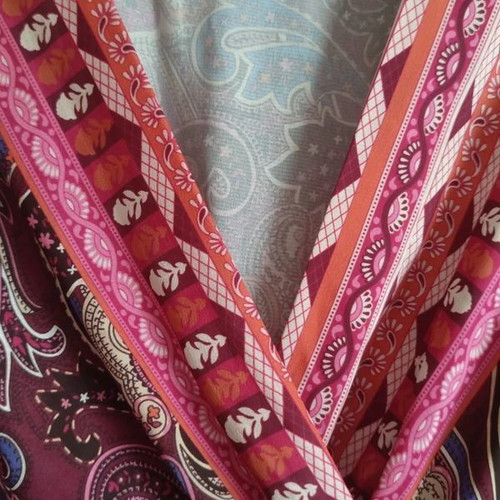 Boho Paisley Mini Dress Tunic with Belt satin texture, new, L-XL