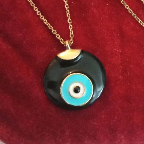 Silver 925 Evil Eye Necklace gold plated with enamel like new