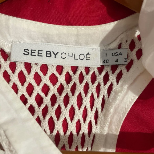 See By Chloe Cotton White Dress with Net and Ruffles like new, repaired defect