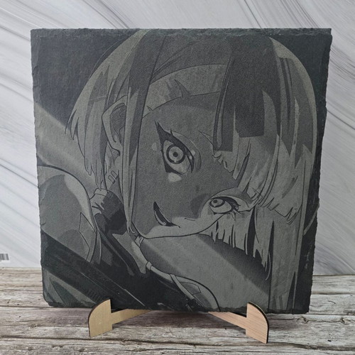 Engraved volcanic stone plaque Lucyna Kushinada, Cyberpunk