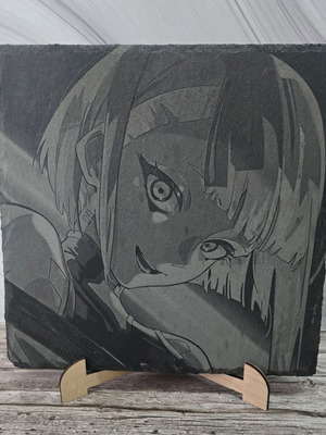 Engraved volcanic stone plaque Lucyna Kushinada, Cyberpunk