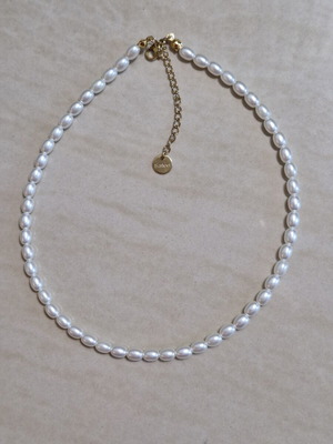 Χειροποίητο ατσάλινο κολιέ choker με πέρλες καινούργιο