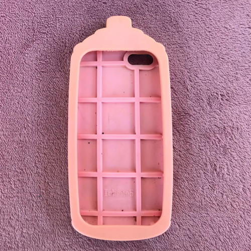 Silicone case for iPhone 5 used, pink with Positive Vibes design