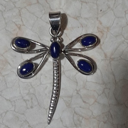 Dragonfly pendant silver 925 with lapis lazuli new