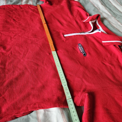Russell Athletic vintage quarter-zip polo T-shirt, XL, red