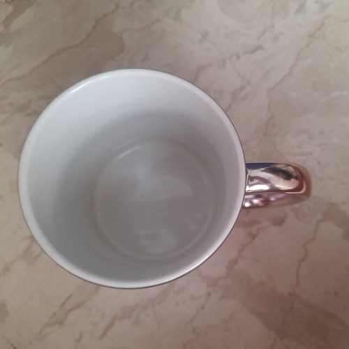 Pink metallic mug with "happy birthday Katerina" inscription, like new