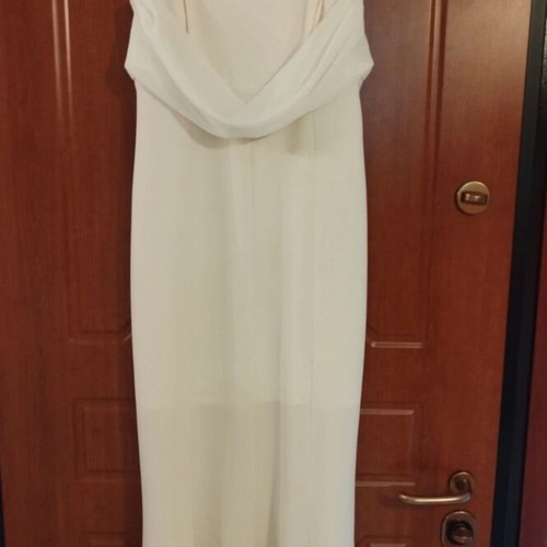 Wedding dress, cream color, long elegant with decorative ring straps