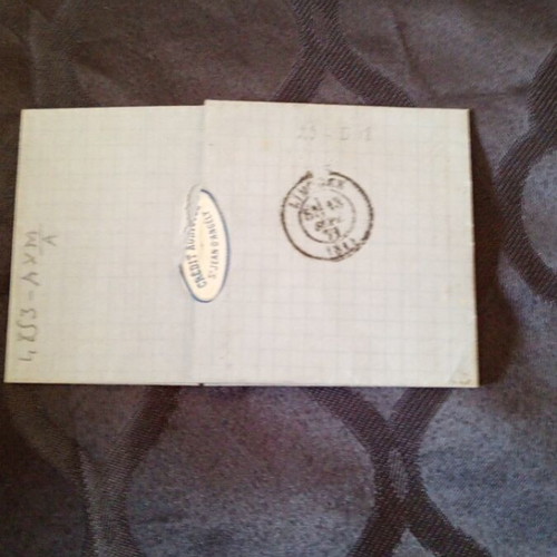 French letter from 1871 used with stamps and bank label