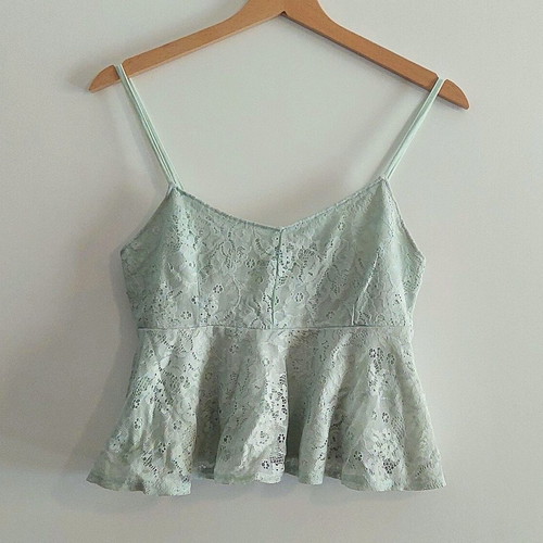 Bershka lace top, mint green, size Medium