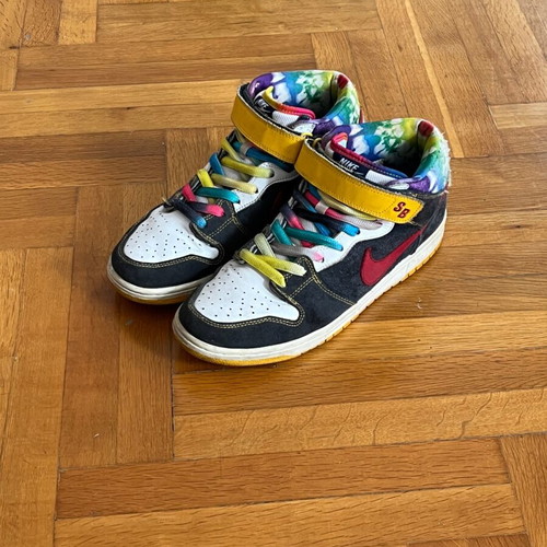 Nike SB Dunk Mid Tie Dye sneakers used, size 44.5, multicolor
