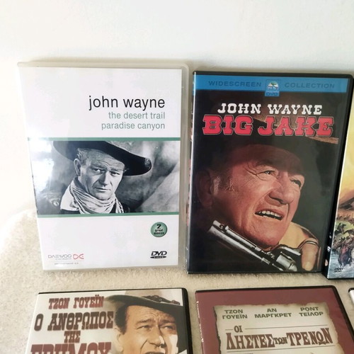 DVD classic Western movies with John Wayne, like new, pack of 5