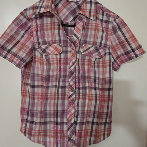 Women's checked shirt pink and white like new, casual style